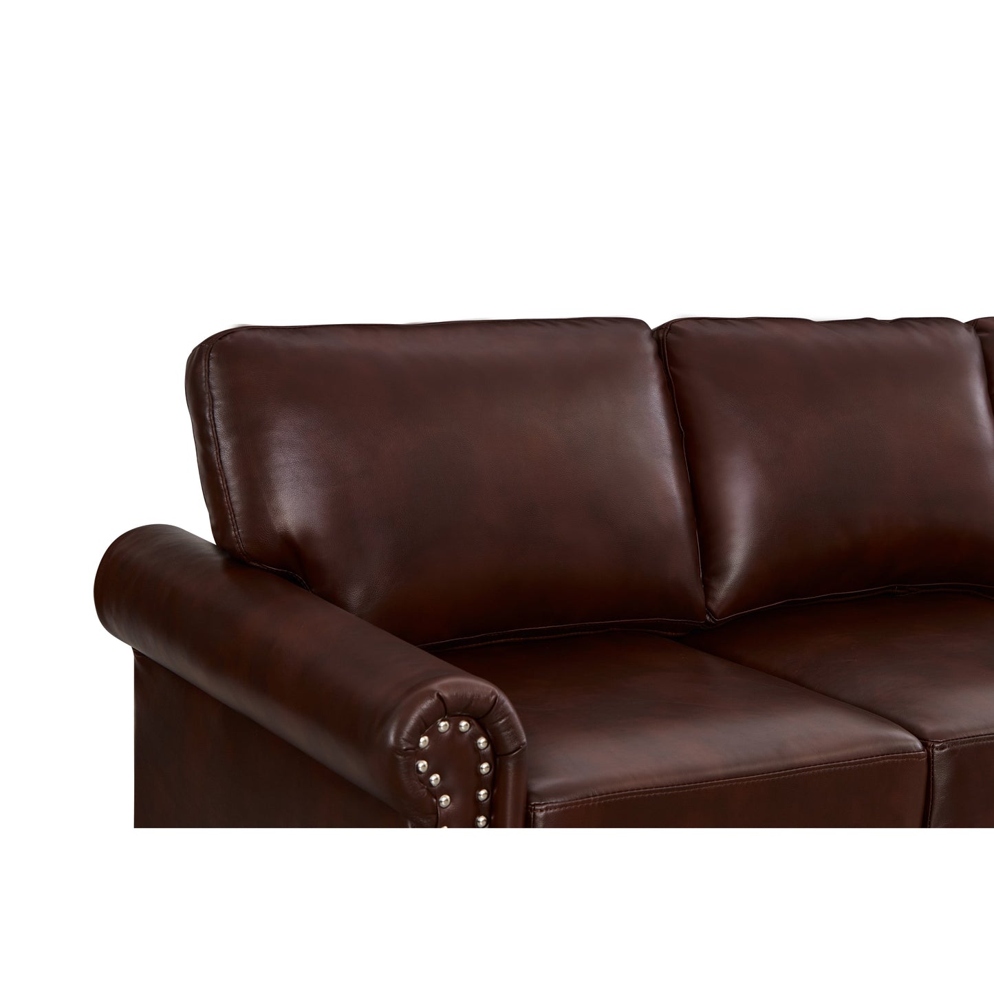 Canapé 3 places classique 83 en cuir PU avec coffre de rangement inférieur et décoration cloutée