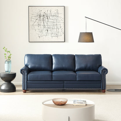 Canapé 3 places classique 83 en cuir PU avec coffre de rangement inférieur et décoration cloutée