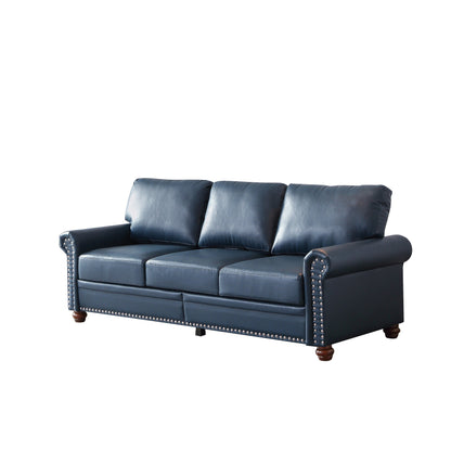Canapé 3 places classique 83 en cuir PU avec coffre de rangement inférieur et décoration cloutée