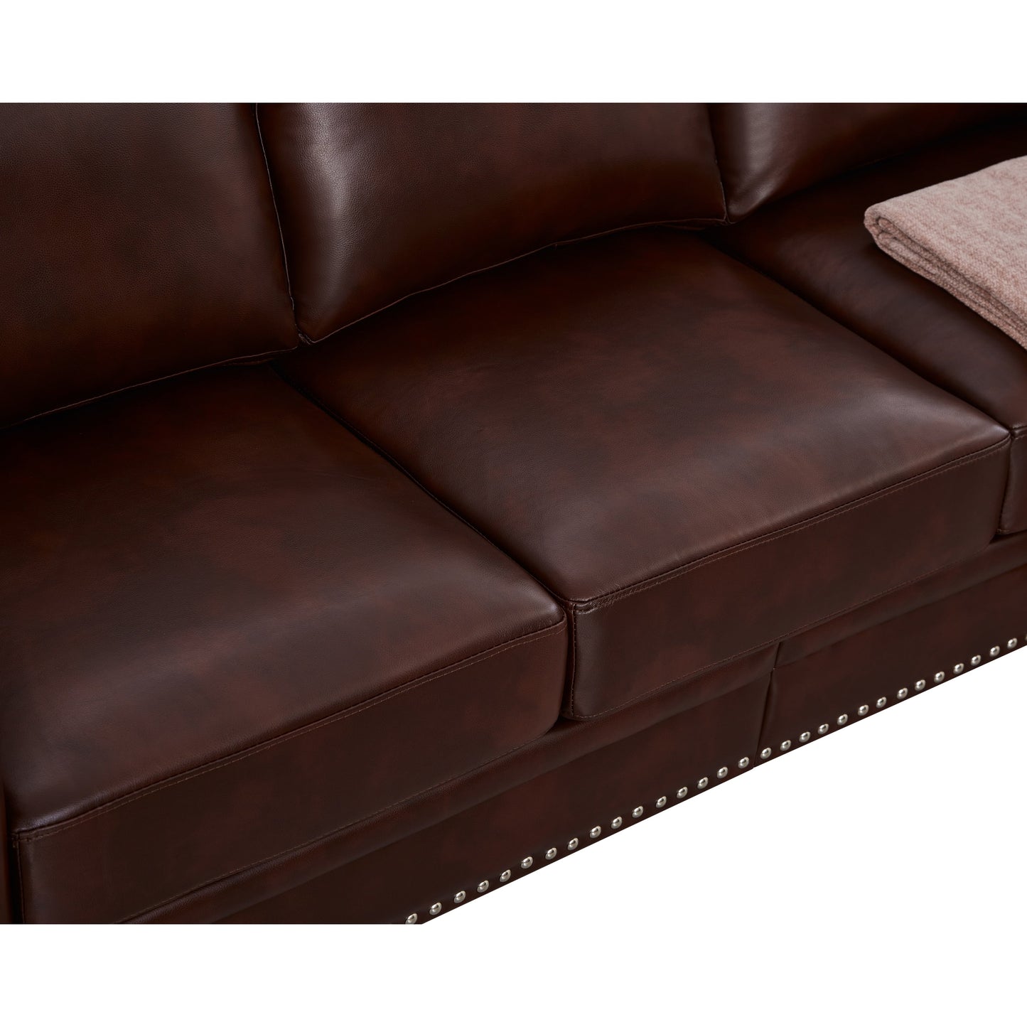 Canapé 3 places classique 83 en cuir PU avec coffre de rangement inférieur et décoration cloutée