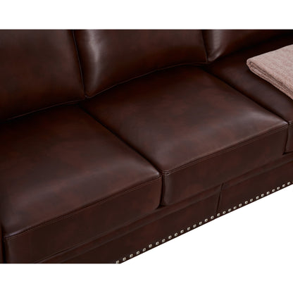 Canapé 3 places classique 83 en cuir PU avec coffre de rangement inférieur et décoration cloutée