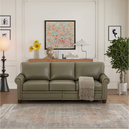 Canapé 3 places classique 83 en cuir PU avec coffre de rangement inférieur et décoration cloutée