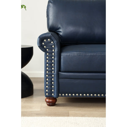 Canapé 3 places classique 83 en cuir PU avec coffre de rangement inférieur et décoration cloutée