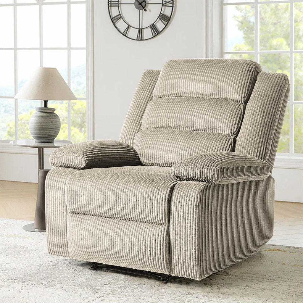 Fauteuil inclinable manuel classique rembourré en velours côtelé
