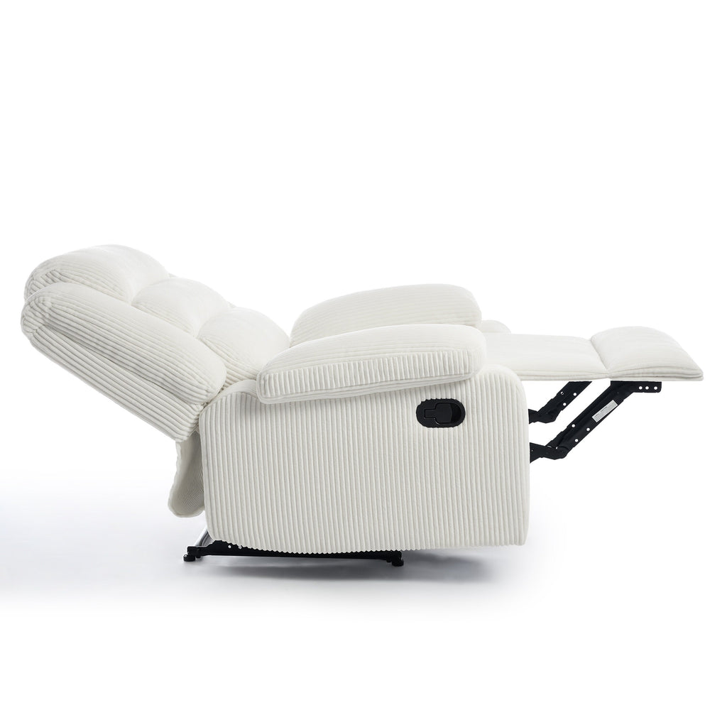 Fauteuil inclinable manuel classique rembourré en velours côtelé