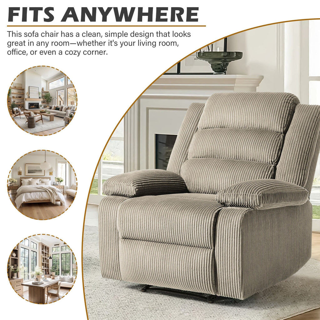 Fauteuil inclinable manuel classique en velours côtelé (lot de 2)
