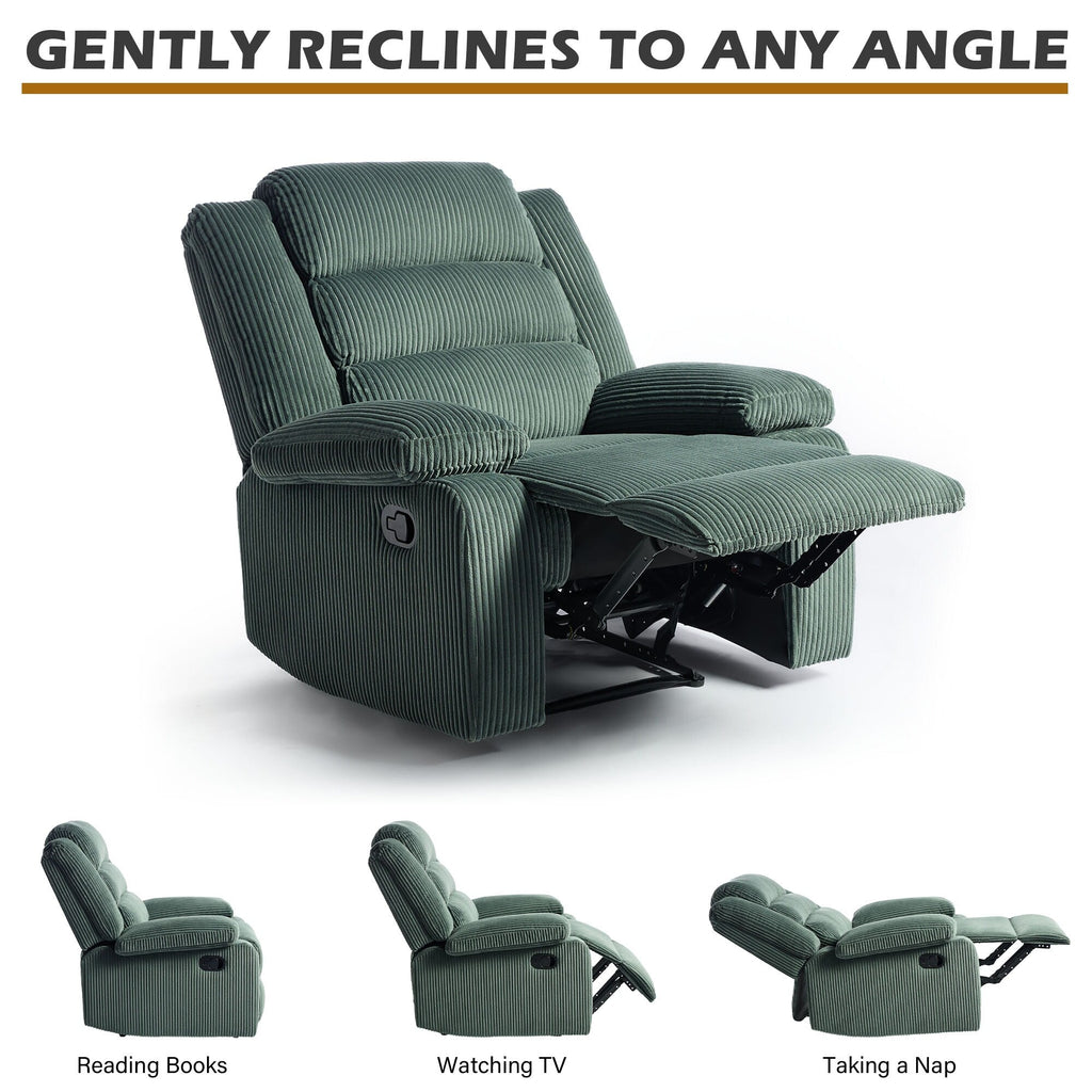Fauteuil inclinable manuel classique en velours côtelé (lot de 2)