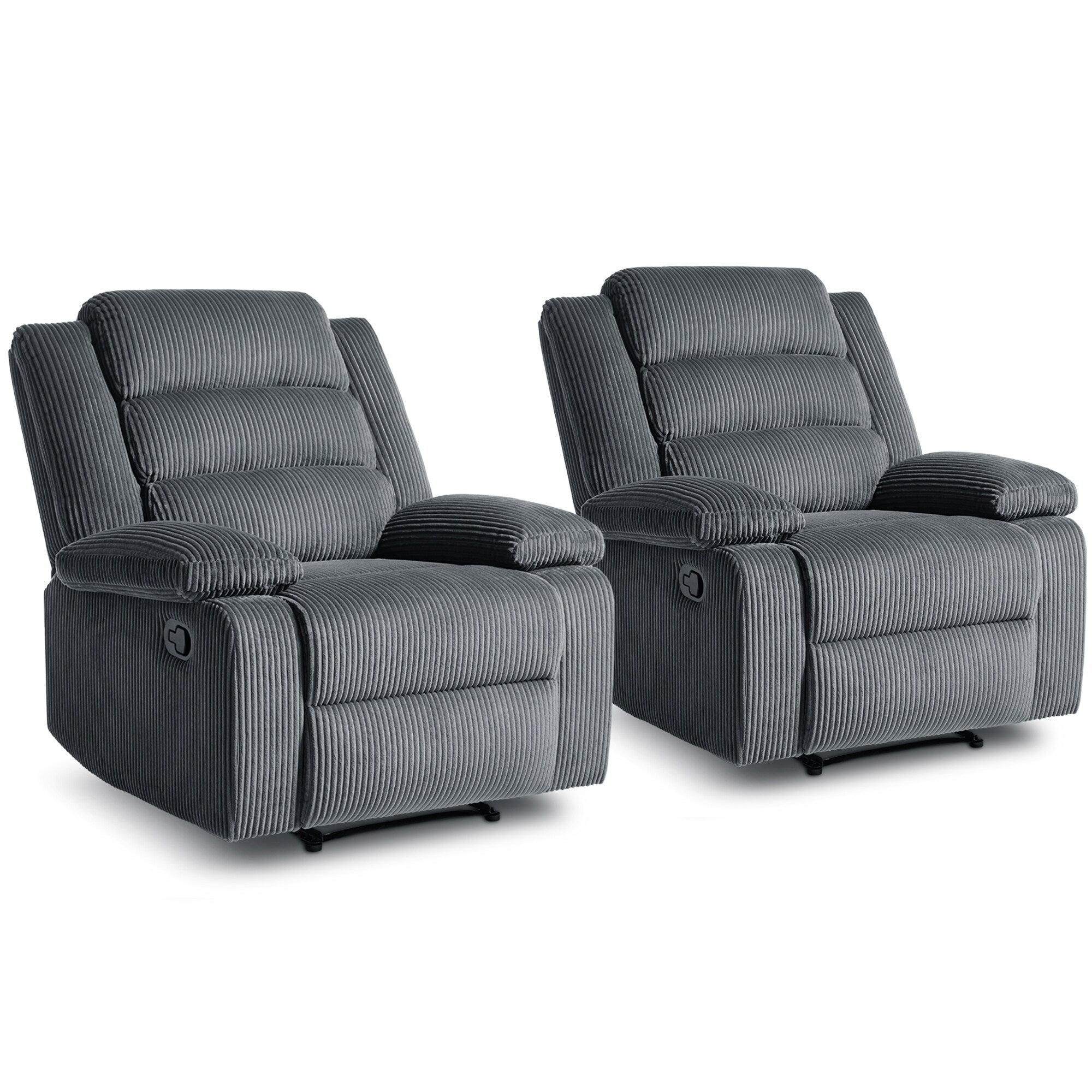 Fauteuil inclinable manuel classique en velours côtelé (lot de 2)