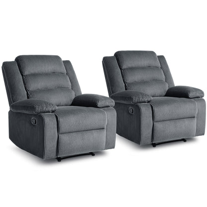 Fauteuil inclinable manuel classique en velours côtelé (lot de 2)