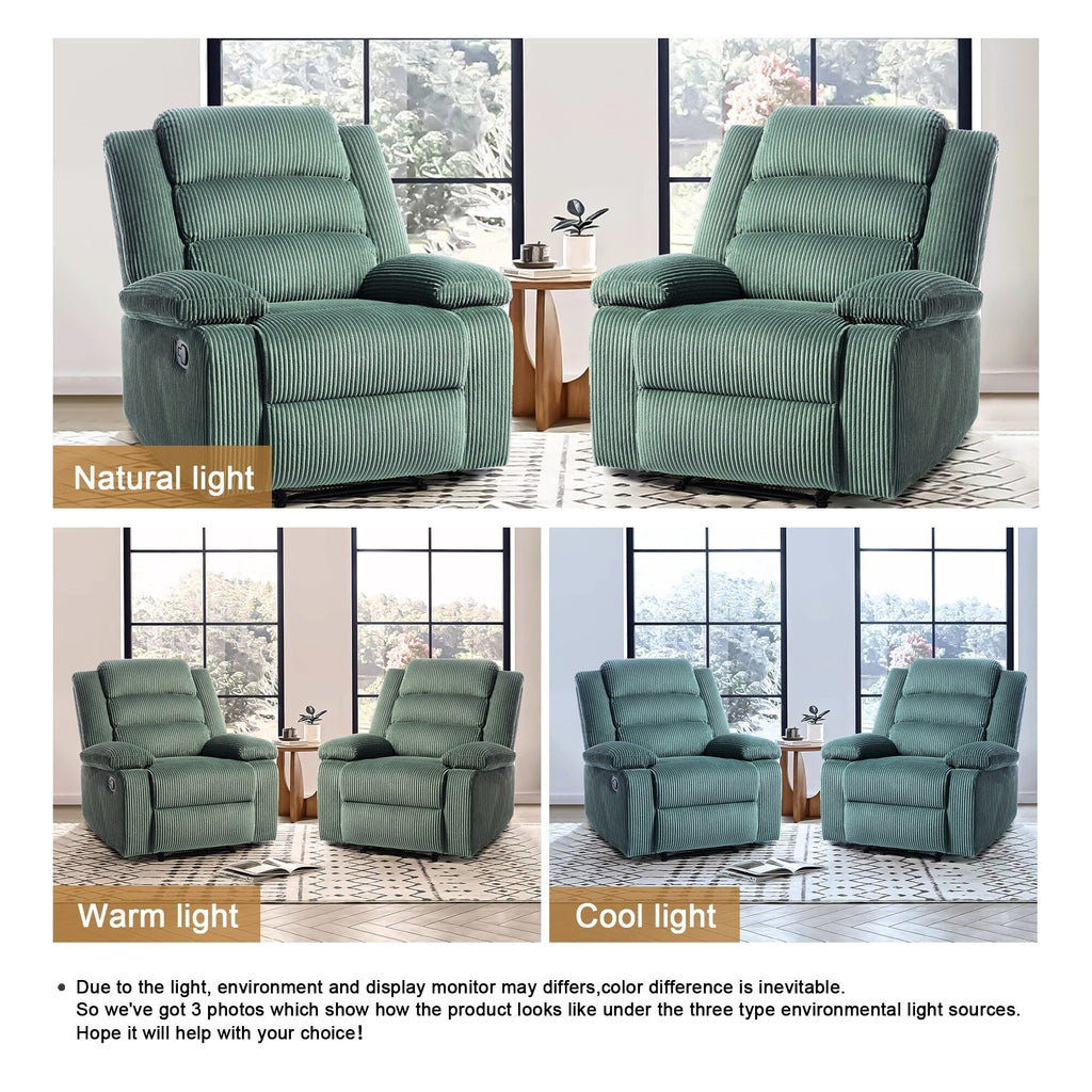 Fauteuil inclinable manuel classique en velours côtelé (lot de 2)