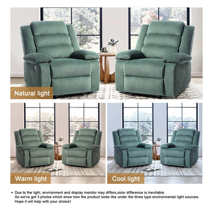 Fauteuil inclinable manuel classique en velours côtelé (lot de 2)