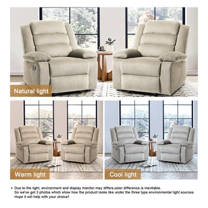 Fauteuil inclinable manuel classique en velours côtelé (lot de 2)