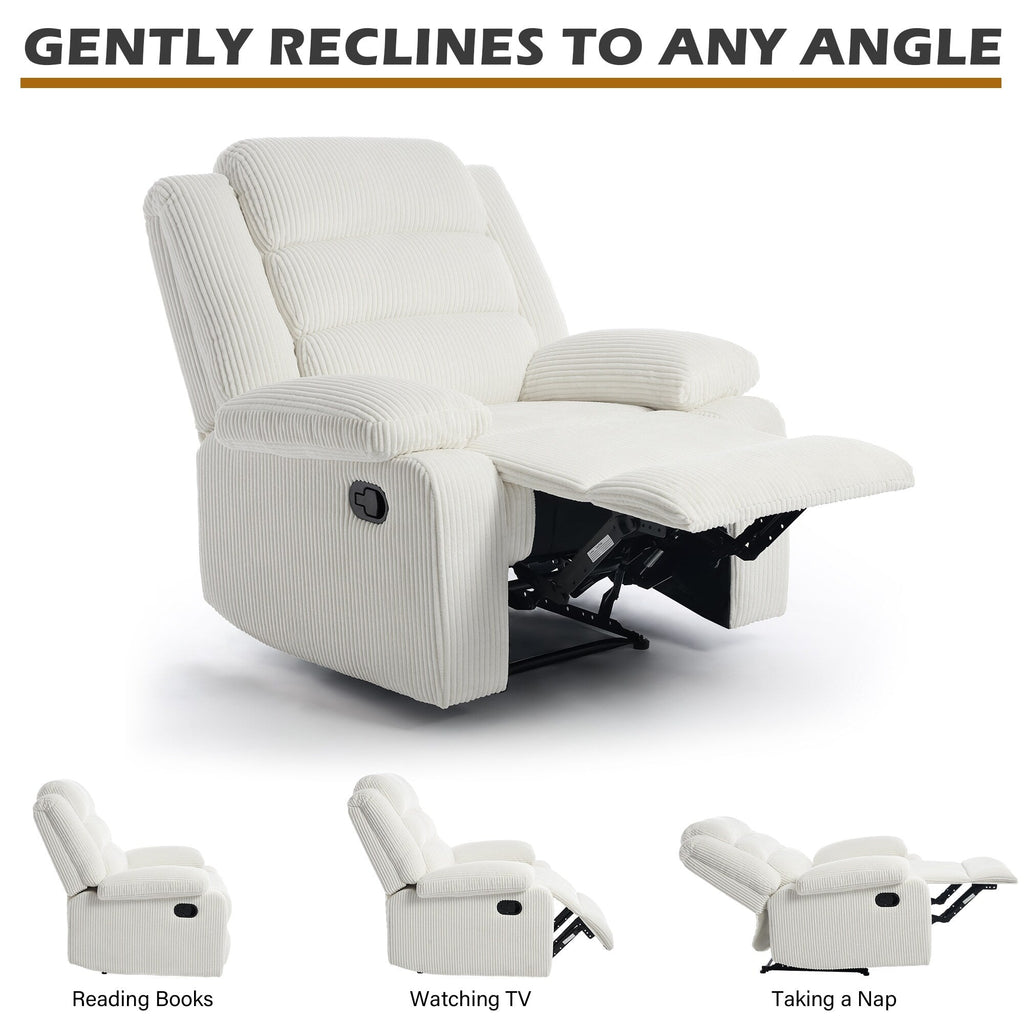 Fauteuil inclinable manuel classique en velours côtelé (lot de 2)
