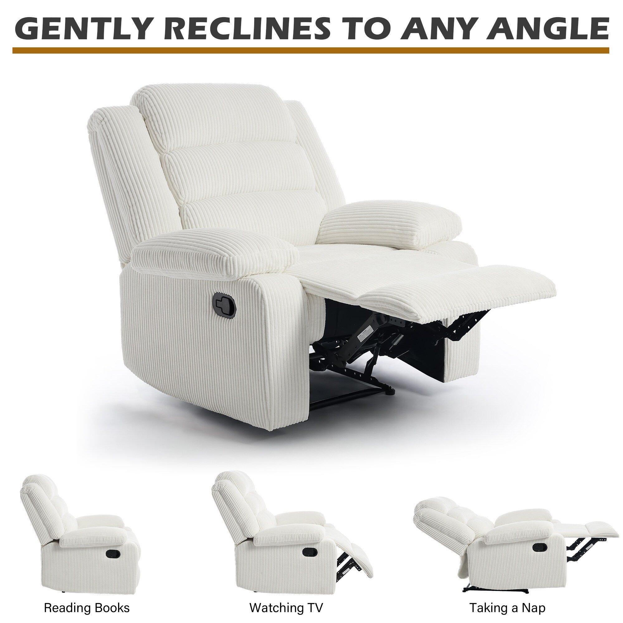 Fauteuil inclinable manuel classique en velours côtelé (lot de 2)