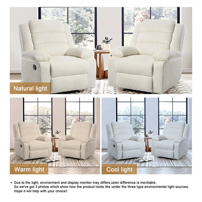 Fauteuil inclinable manuel classique en velours côtelé (lot de 2)