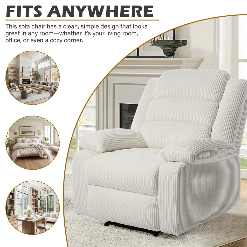 Fauteuil inclinable manuel classique en velours côtelé (lot de 2)