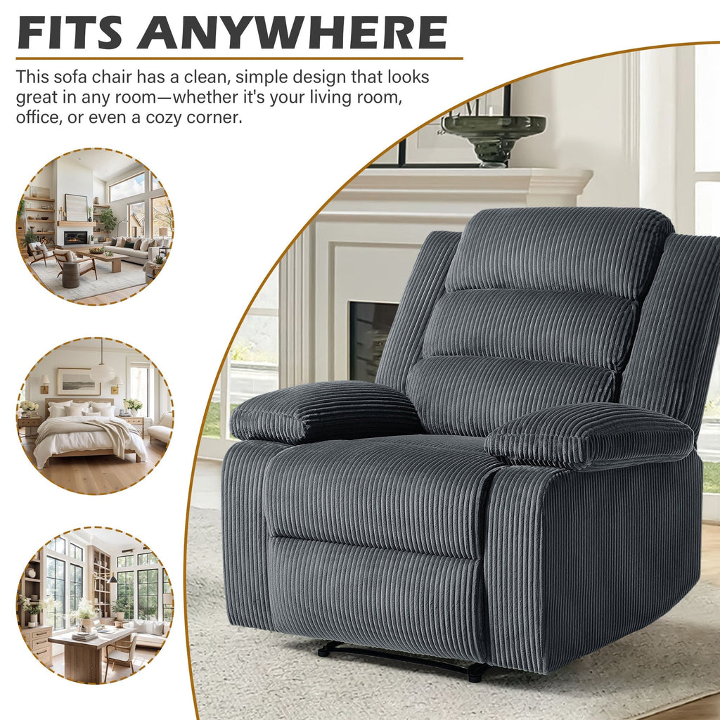 Fauteuil inclinable manuel classique en velours côtelé (lot de 2)