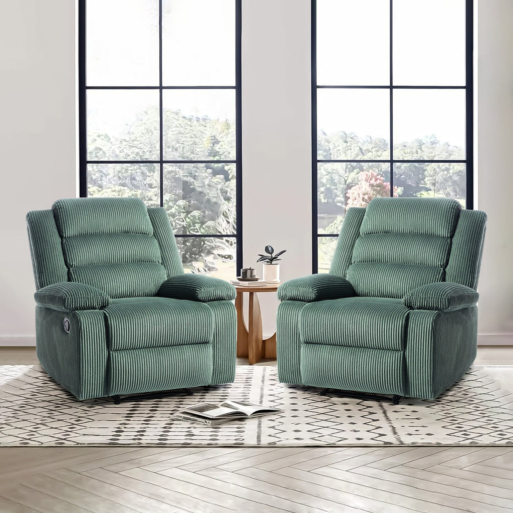 Fauteuil inclinable manuel classique en velours côtelé (lot de 2)