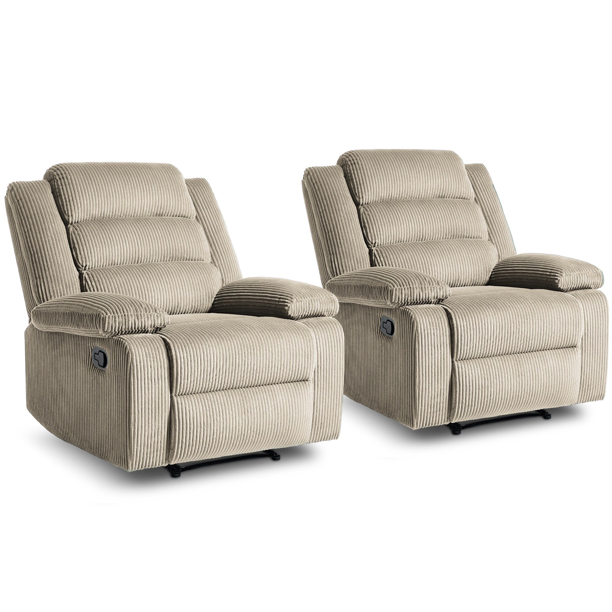 Fauteuil inclinable manuel classique en velours côtelé (lot de 2)
