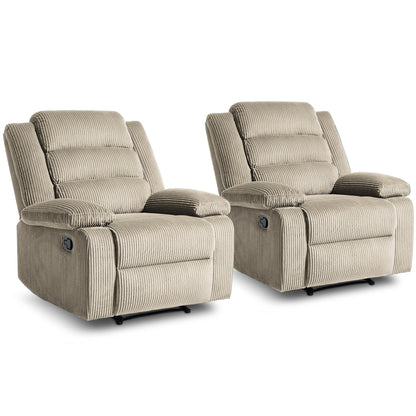 Fauteuil inclinable manuel classique en velours côtelé (lot de 2)