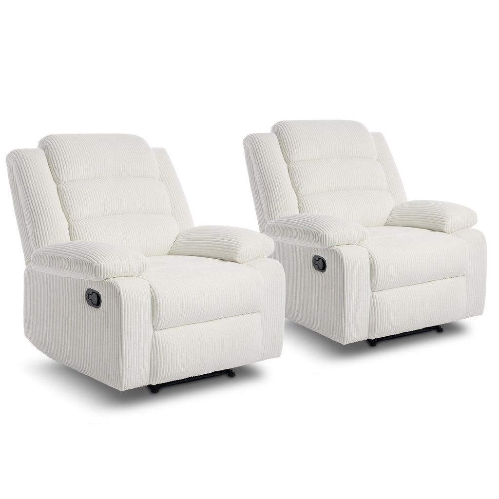 Fauteuil inclinable manuel classique en velours côtelé (lot de 2)