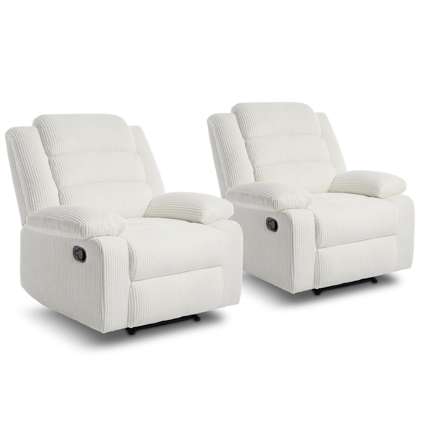 Fauteuil inclinable manuel classique en velours côtelé (lot de 2)