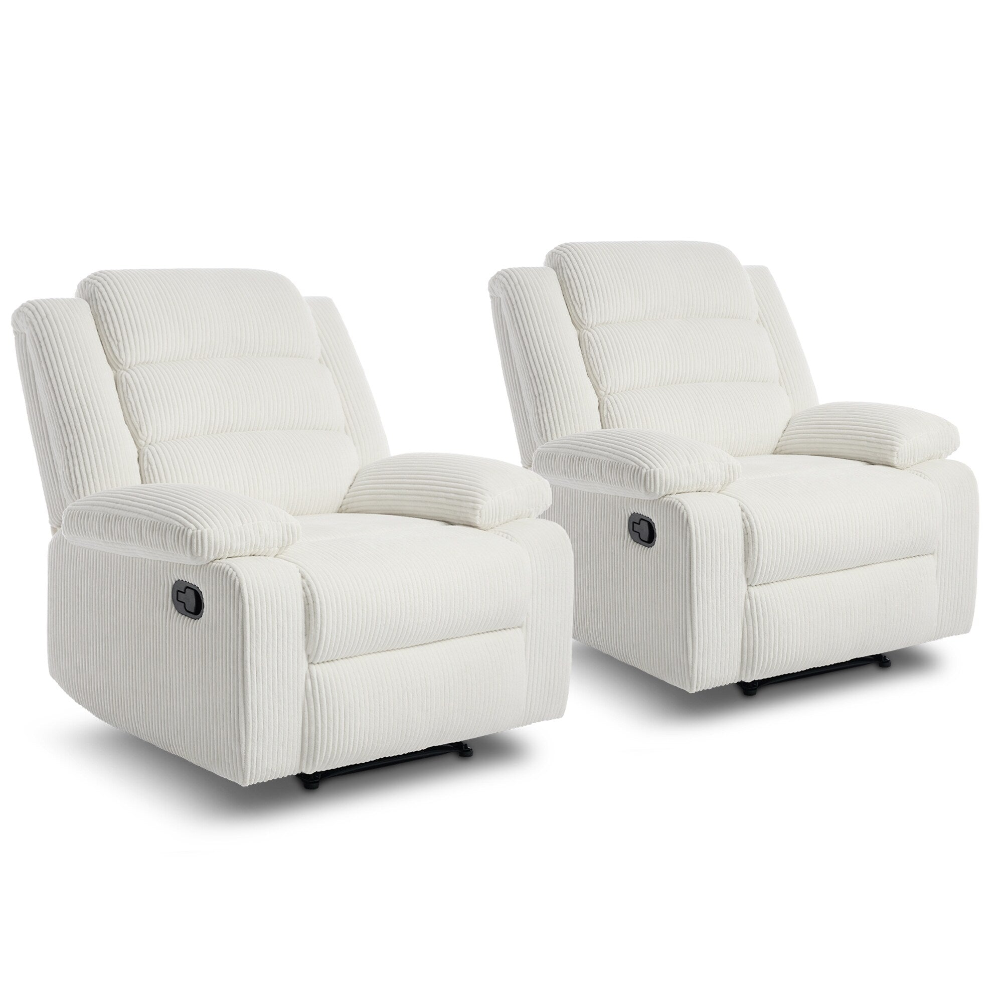 Fauteuil inclinable manuel classique en velours côtelé (lot de 2)