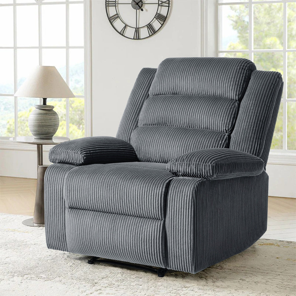 Fauteuil inclinable manuel classique rembourré en velours côtelé