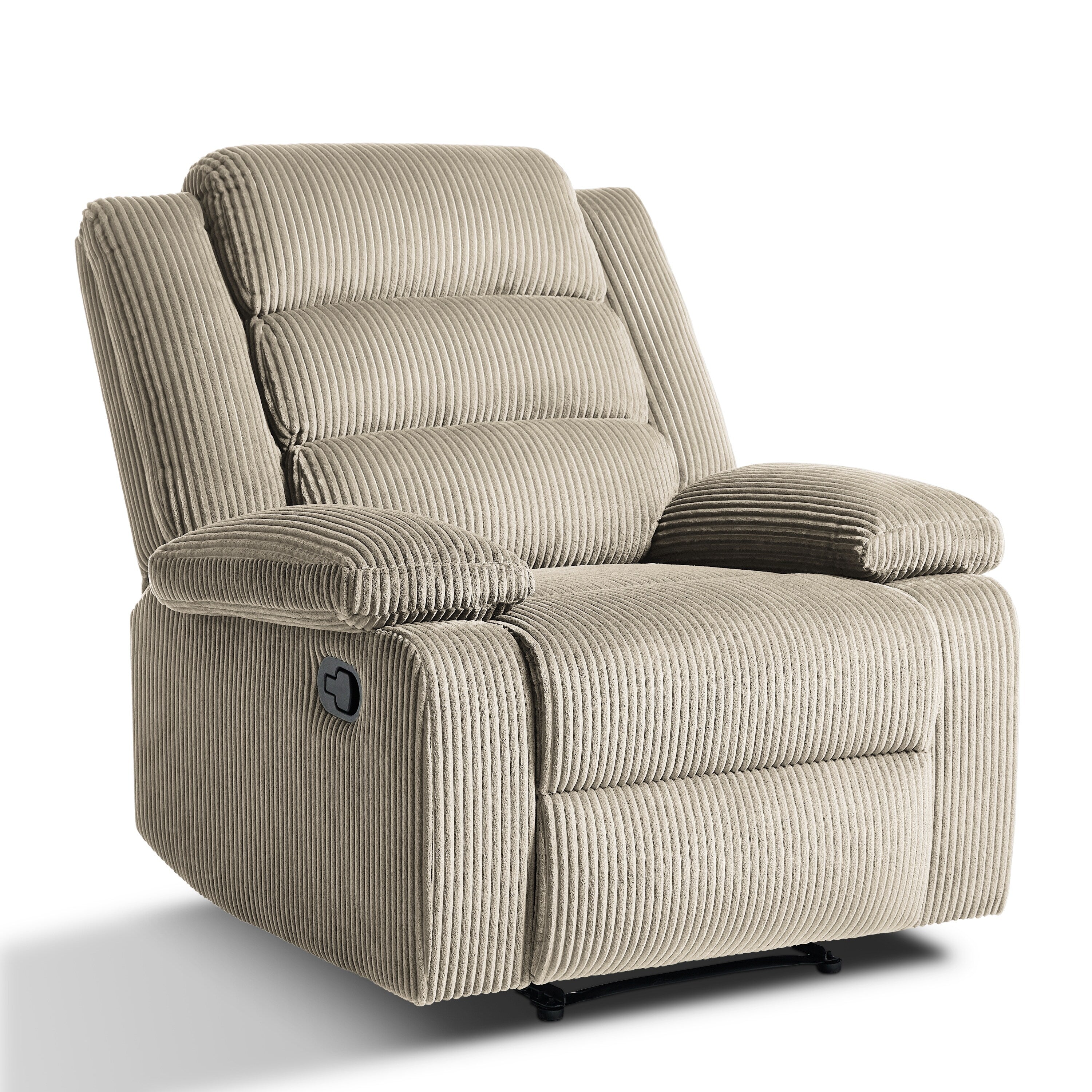 Fauteuil inclinable manuel classique rembourré en velours côtelé