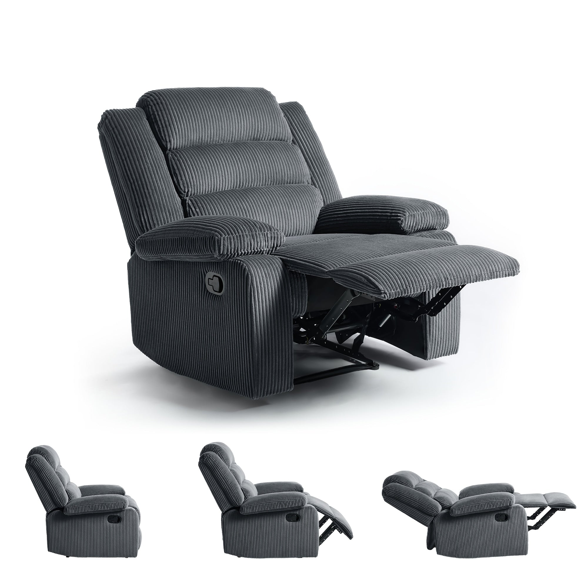 Fauteuil inclinable manuel classique rembourré en velours côtelé