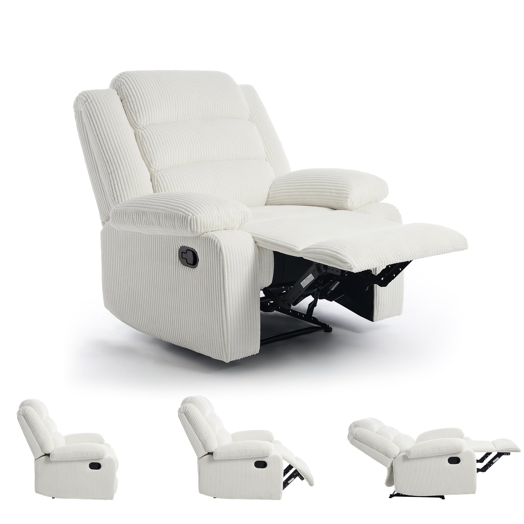 Fauteuil inclinable manuel classique rembourré en velours côtelé