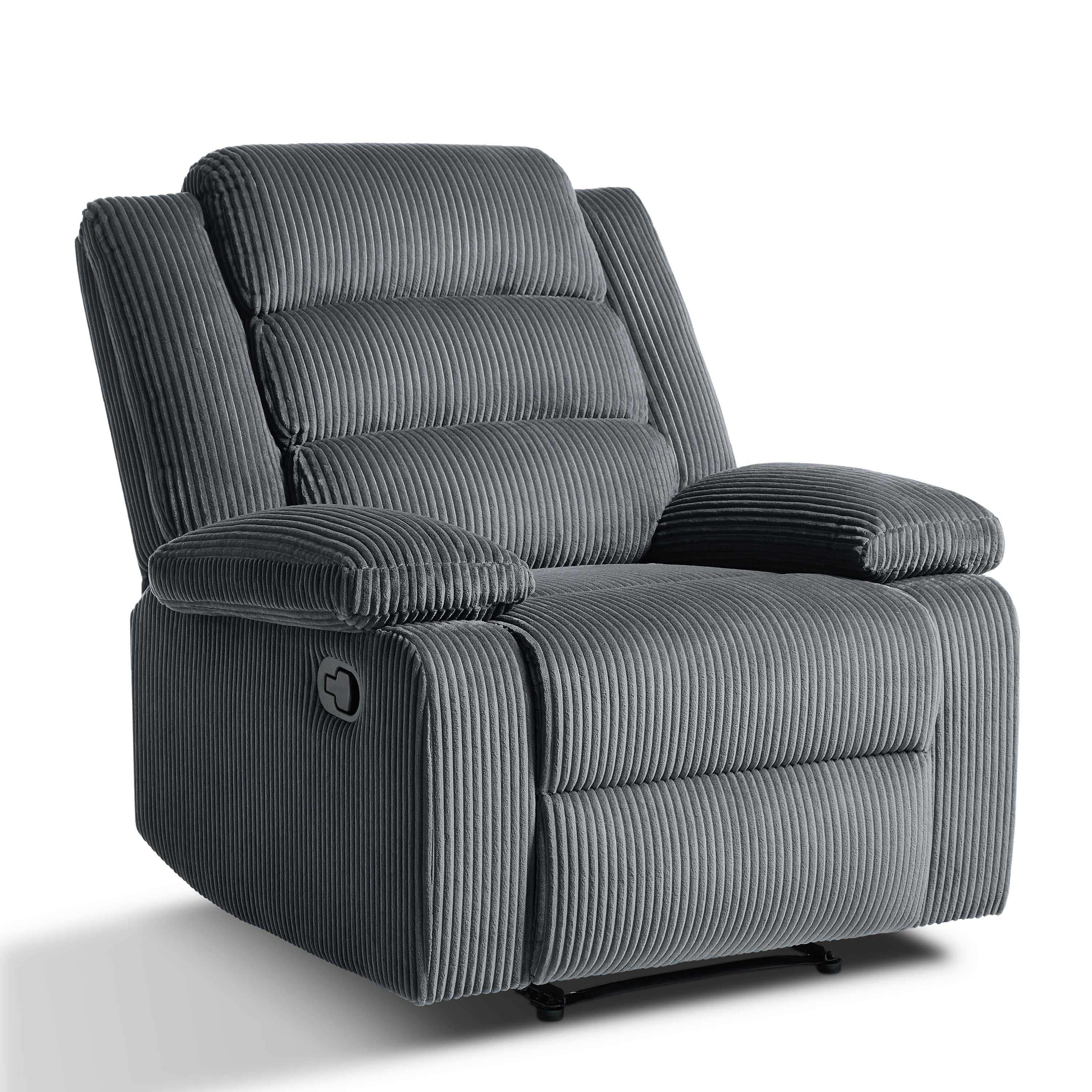 Fauteuil inclinable manuel classique rembourré en velours côtelé