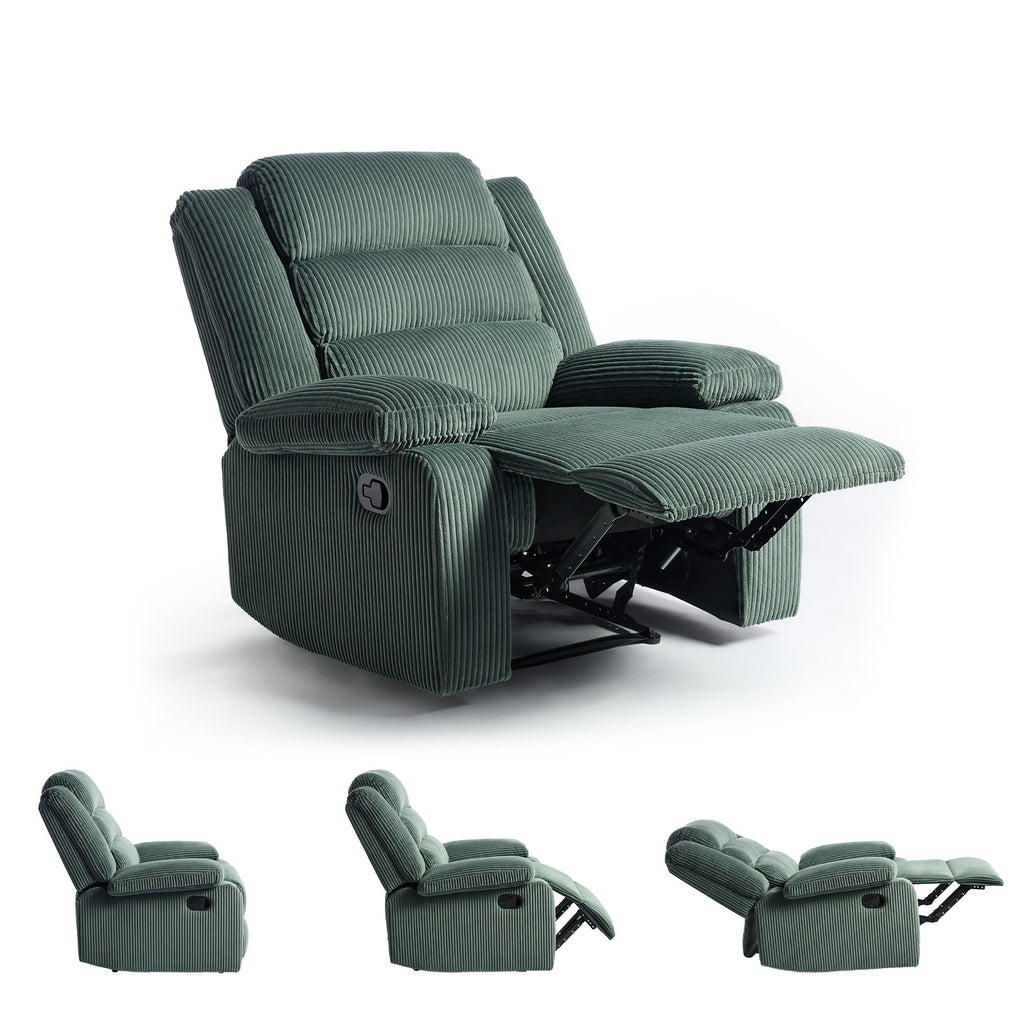 Fauteuil inclinable manuel classique rembourré en velours côtelé