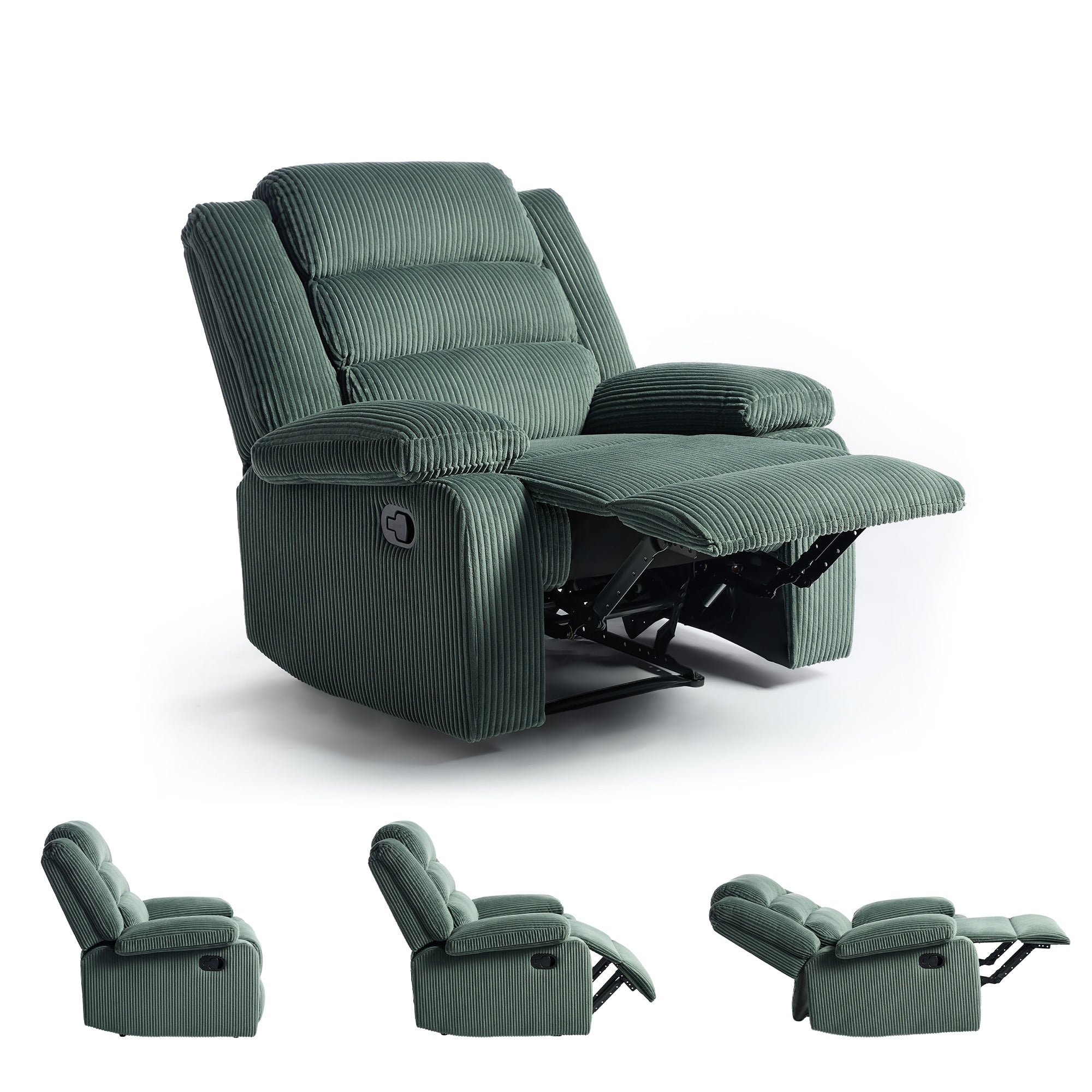 Fauteuil inclinable manuel classique rembourré en velours côtelé