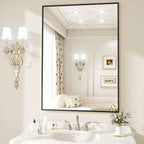 Miroir mural de salle de bain rectangulaire classique avec cadre en métal