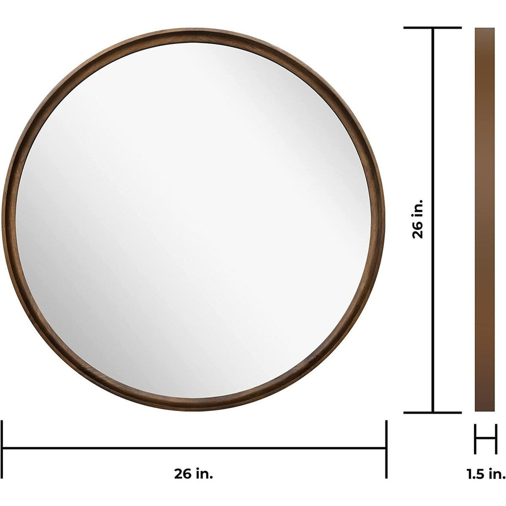 Miroir mural rond classique avec cadre en bois