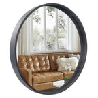 Miroir mural rond classique avec cadre en bois