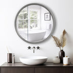 Miroir mural rond classique avec cadre en bois