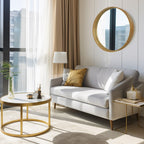 Miroir mural rond classique avec cadre en bois