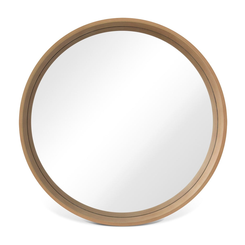 Miroir mural rond classique avec cadre en bois