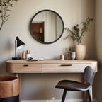 Miroir mural rond classique avec cadre en bois