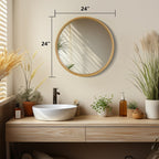 Miroir mural rond classique avec cadre en bois