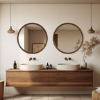 Miroir mural rond classique avec cadre en bois