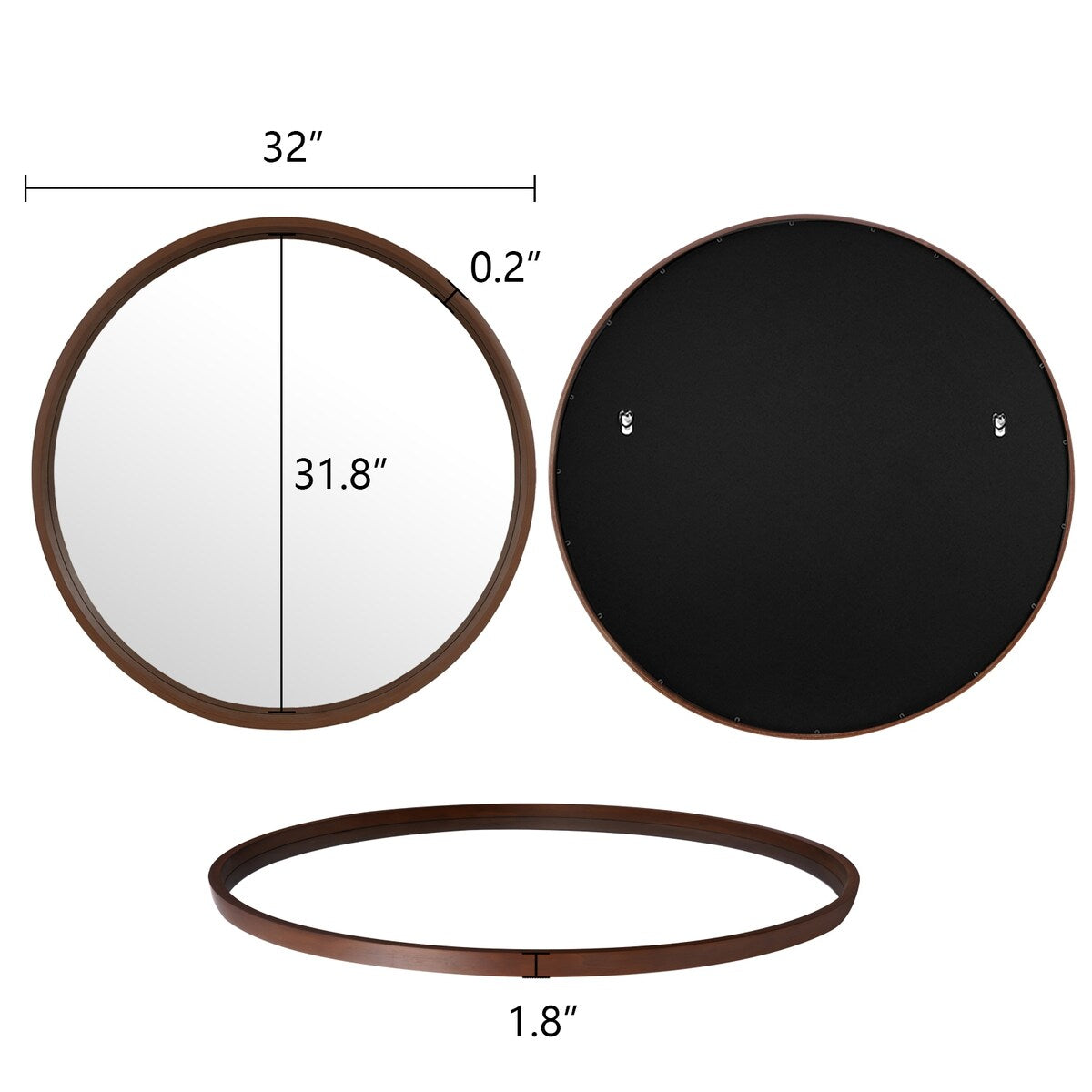 Miroir mural rond classique avec cadre en bois