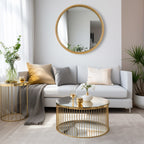 Miroir mural rond classique avec cadre en bois