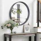 Miroir mural rond classique avec cadre en bois