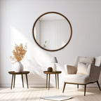 Miroir mural rond classique avec cadre en bois