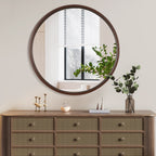 Miroir mural rond classique avec cadre en bois