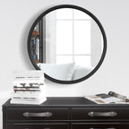 Miroir mural rond classique avec cadre en bois