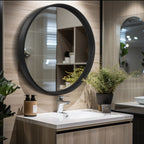 Miroir mural rond classique avec cadre en bois